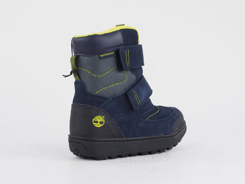 Boys Timberland Polar Cave A12AD Navy Blue Leather Warm Waterproof Snow Boots