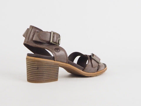 Womens Timberland Barnstead Cross Strap Sandal A14BI Brown Leather Heel Sandals