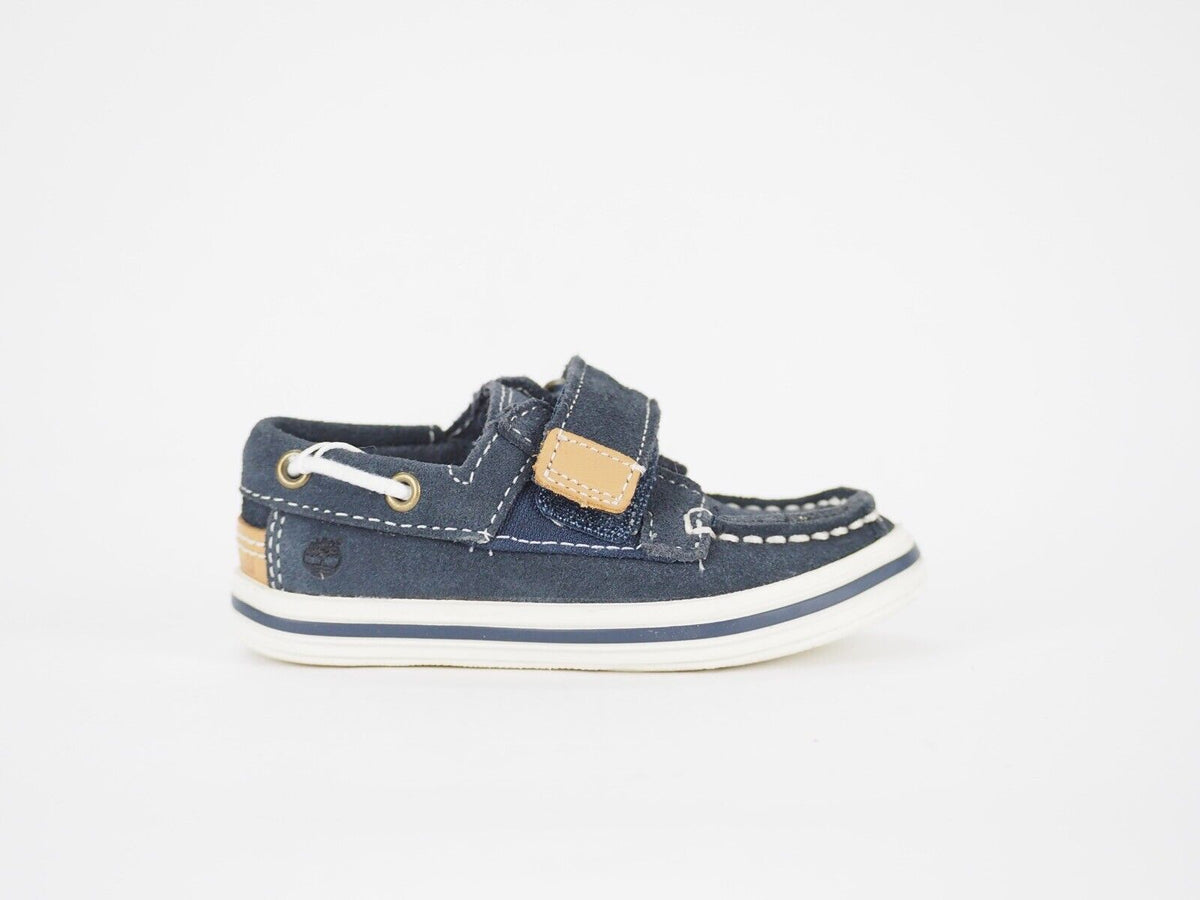 Boys Timberland Casco Bay 4387R Navy Blue Leather Casual Toddlers Boat Shoes