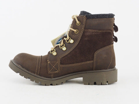 Boys Timberland STRBRDG 2876R Brown Leather Lace Up Winter Shoes Chukka Boots