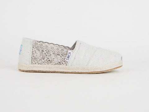 Girls Toms Classic Grey Textile Flats Slip On Out Door Trainers Uk K13