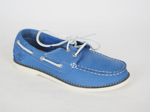 Boys Timberland Classic 1477A Blue Leather 2 Eye Lace Up Casual Kids Boat Shoes