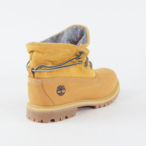 Girls Timberland Authentic 8014B Wheat Nubuck Waterproof Roll Top Lace Up Boots