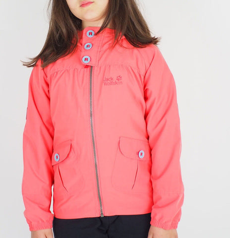 Girls Jack Wolfskin Stormwalk 1603651 Grapefruit Windproof Jacket