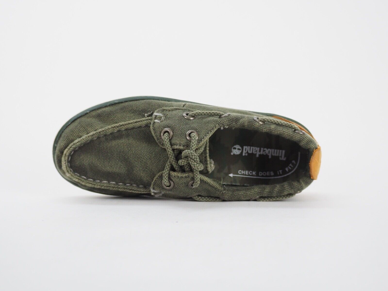 Boys Timberland Hookset 3180A Olive 2 Eye Lace Up Loafers Casual Soft Boat Shoes