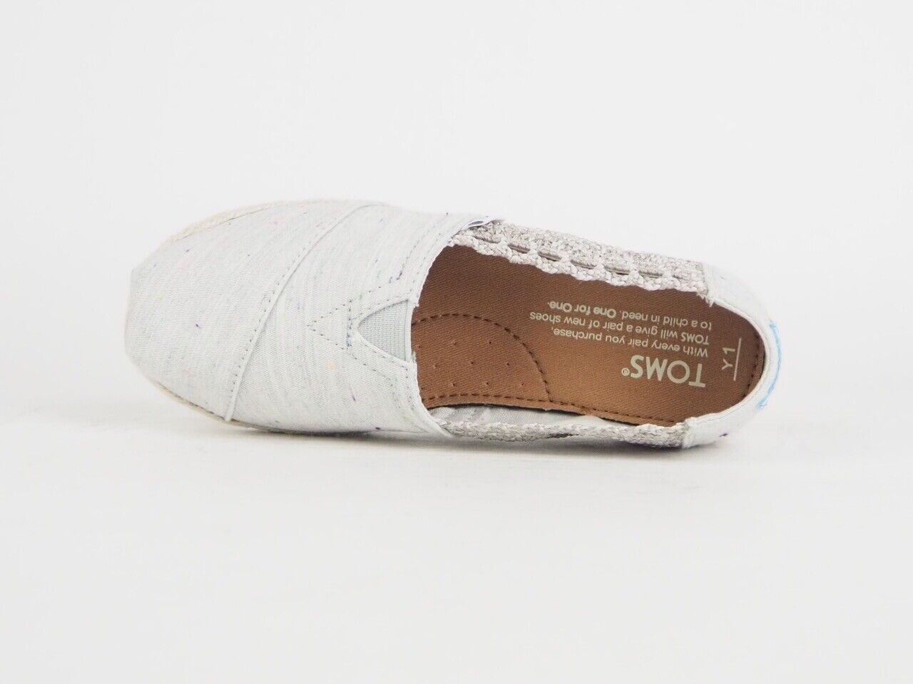 Girls Toms Classic Grey Textile Flats Slip On Out Door Trainers Uk K13