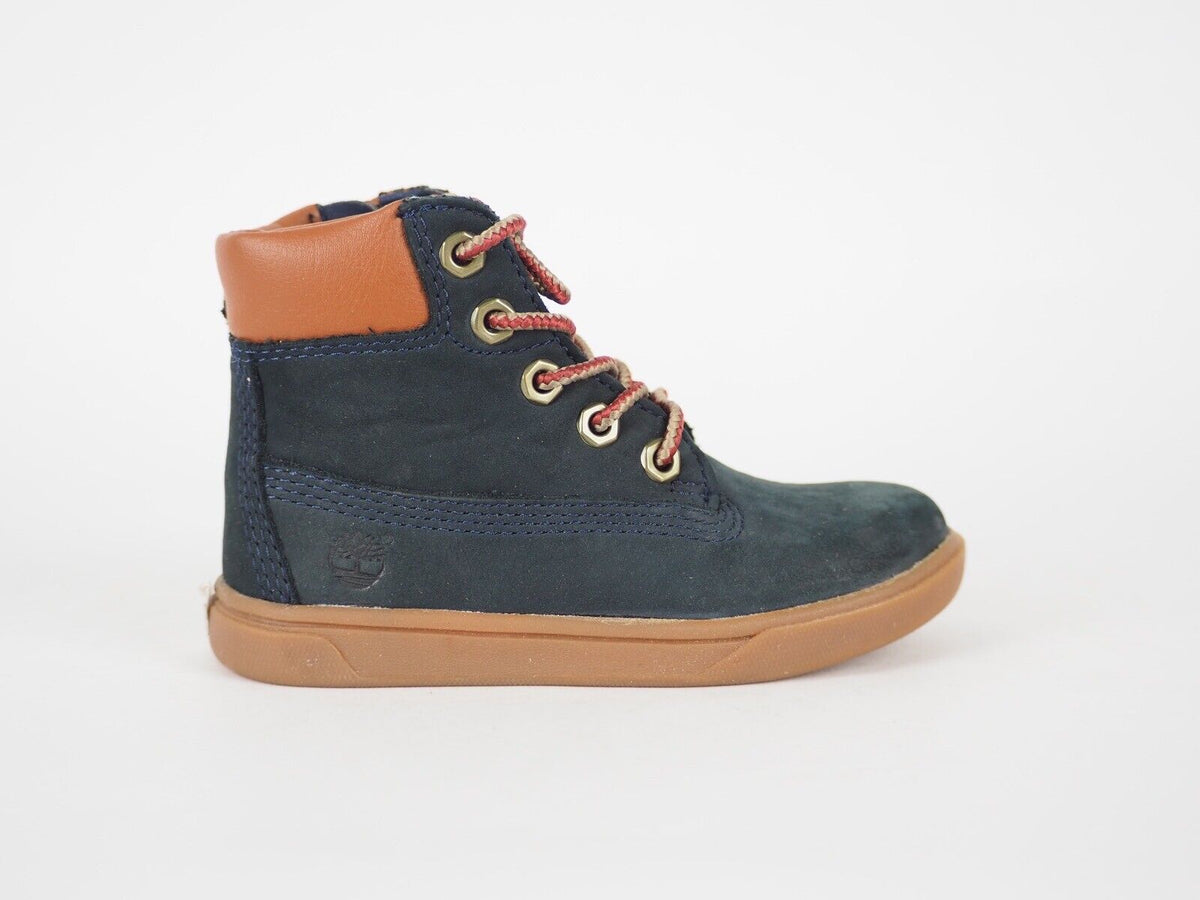 Infants Timberland Groveton 6 In A163P Blue Nubuck Leather Side Zip Laced Boots