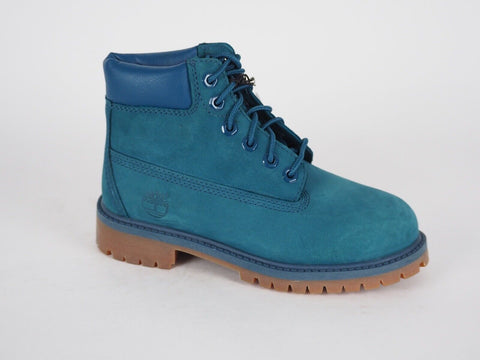 Boys Timberland 6 Inch A14TP Teal Leather Lace Up Winter Chukka Boots