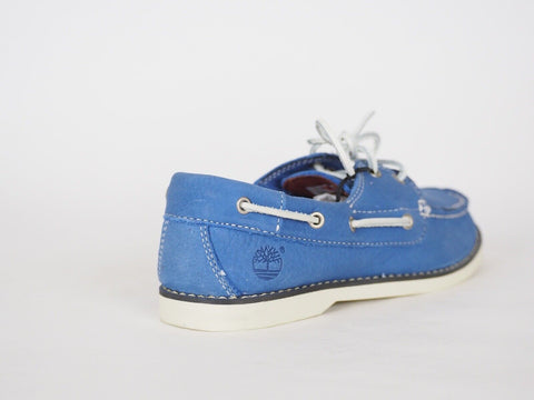 Boys Timberland Classic 1477A Blue Leather 2 Eye Lace Up Casual Kids Boat Shoes