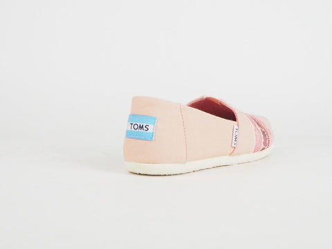 Girls Toms Classic Rose Cloud Global Canvas Flats Slip On Trainers Uk K 13