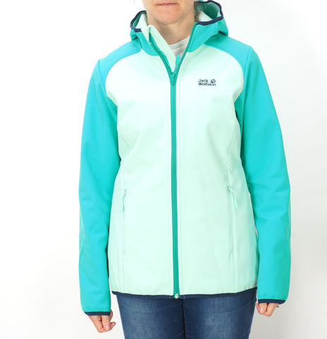 Womens Jack Wolfskin Zenon Softshell 1305121 Pale Mint Zip Up Breathable Jacket