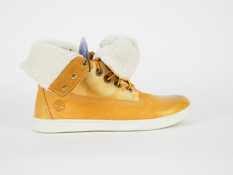 Girls Timberland Deering Fold A164C Wheat Leather Casual Warm Kids Chukka Boots