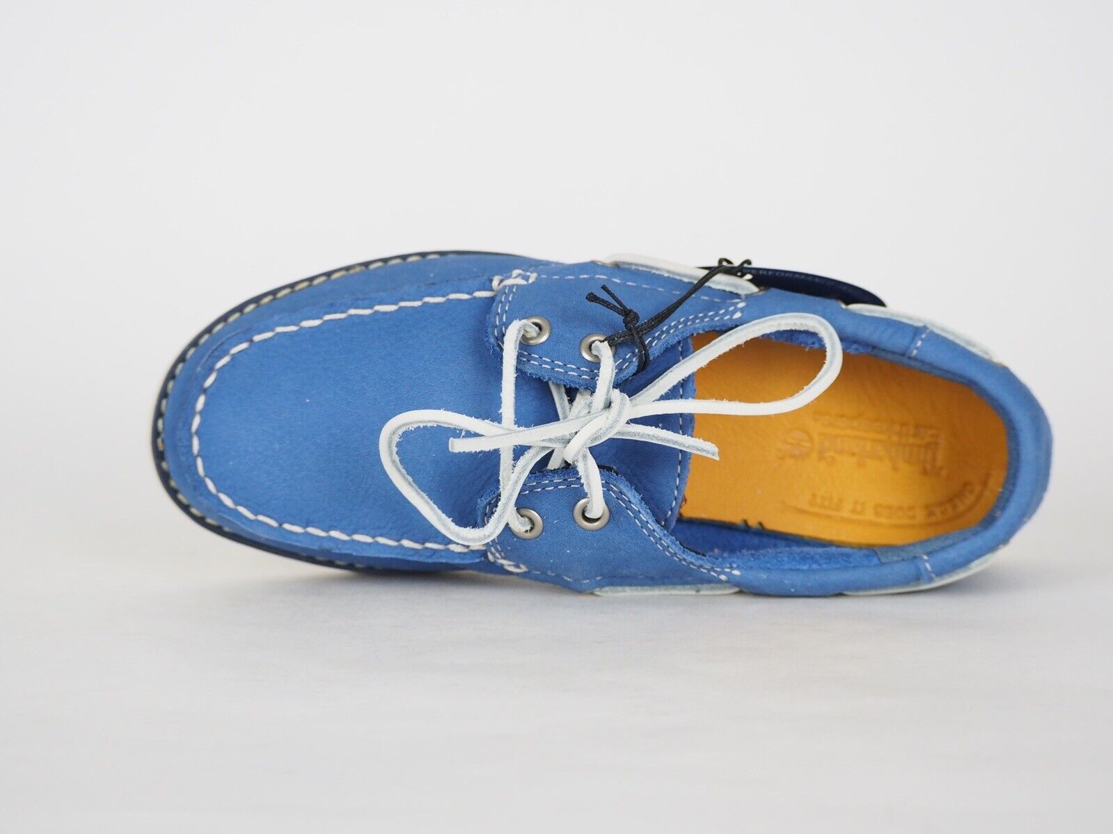 Boys Timberland Classic 1477A Blue Leather 2 Eye Lace Up Casual Kids Boat Shoes