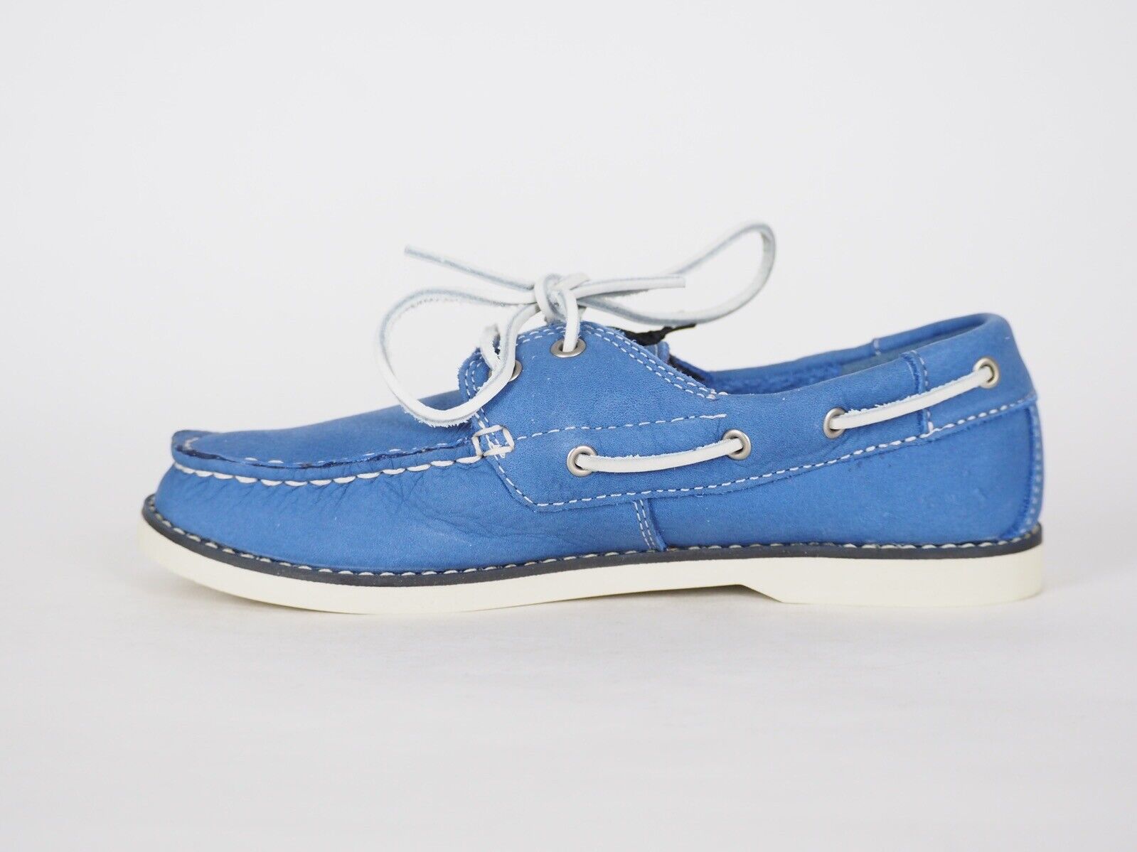 Boys Timberland Classic 1477A Blue Leather 2 Eye Lace Up Casual Kids Boat Shoes