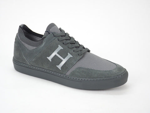 Hackett London Entry Knit HMS20855 Grey Leather Casual Shoes Trainers UK 5