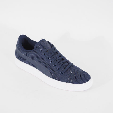 Adults Puma Vasket Classic Evo Knit 363180 Navy Casual Lace Up Walking Trainers