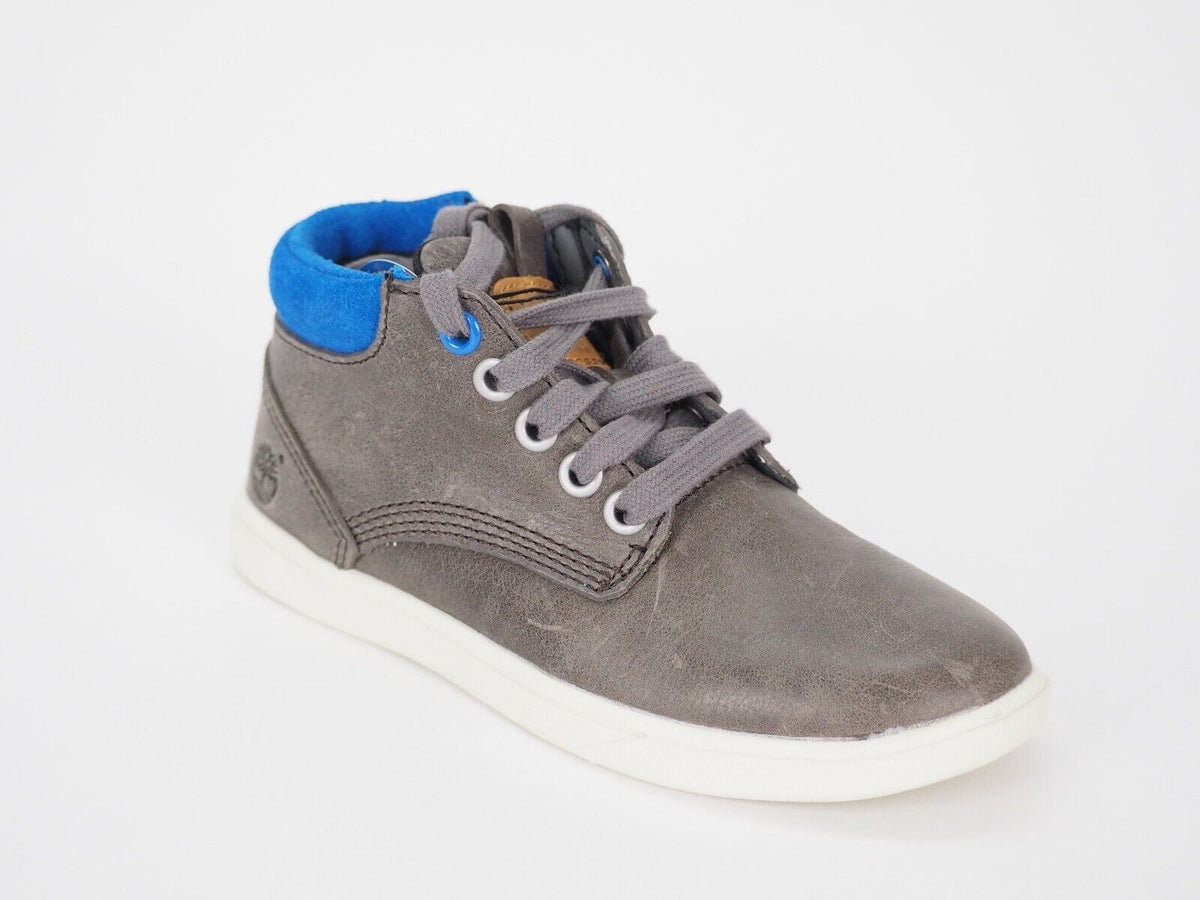 Boys Timberland Bimbo A15TW Grey / Blue Leather Lace Up Toddlers Chukka Boots