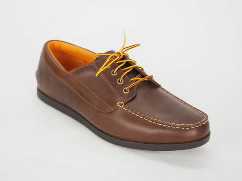 Mens Timberland Newmarket 42547 Dark Tan Leather Casual Lace Up Boat Shoes