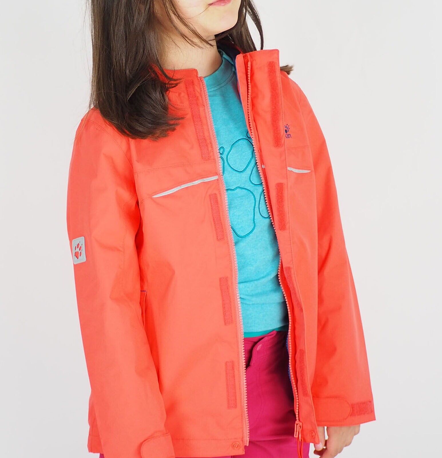 Girls Jack Wolfskin Topaz Texapore 1604772 Hot Coral Waterproof Jacket