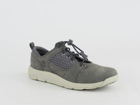 Boys Timberland Flyroam A1067 Grey Leather Lace Up Trainers Kids Sports Shoes