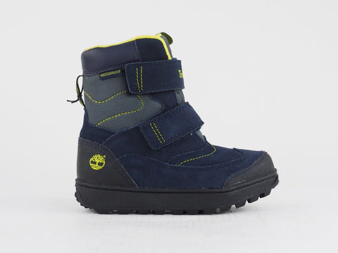 Boys Timberland Polar Cave A12AD Navy Blue Leather Warm Waterproof Snow Boots