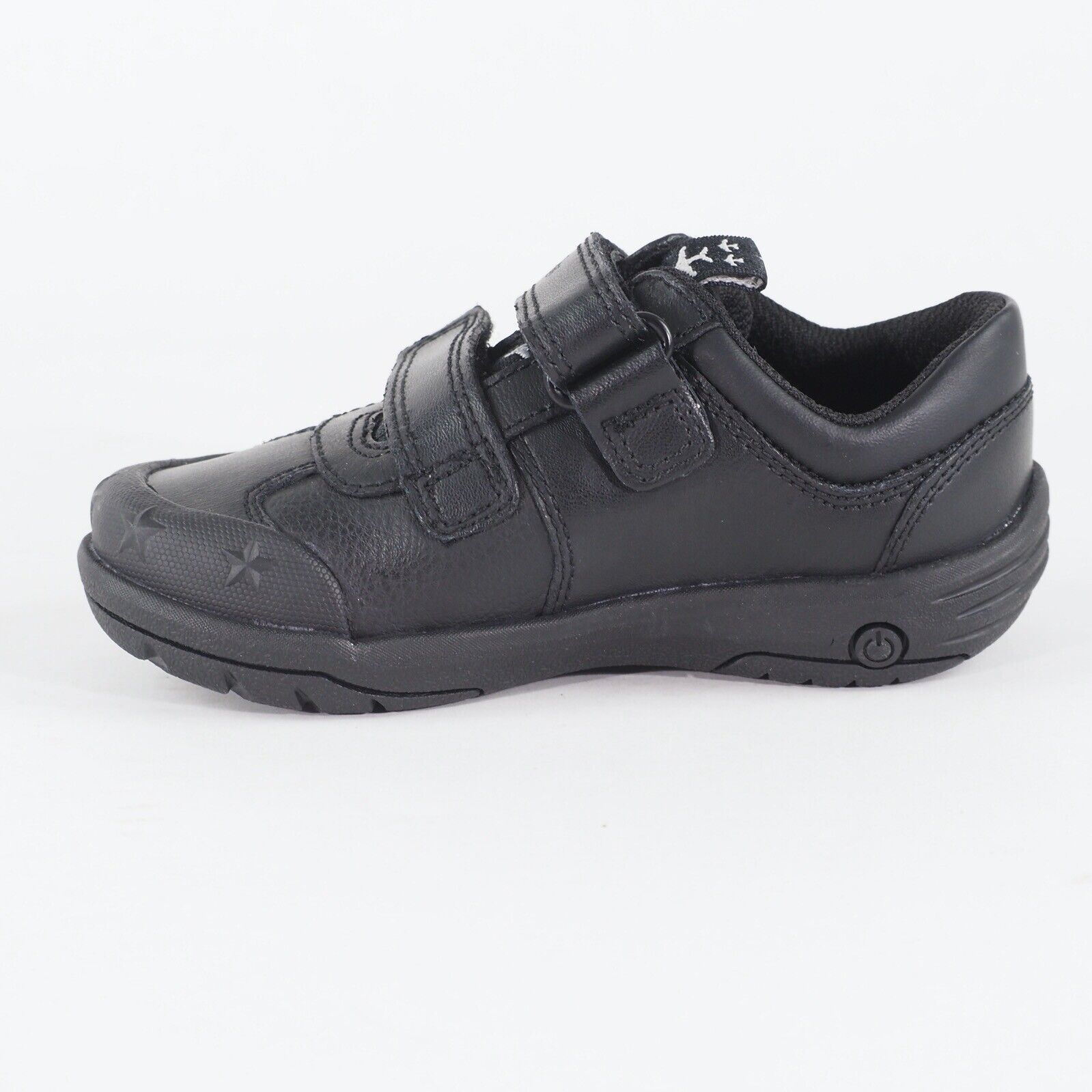 Boys Clarks Jetsky Fun Black Leather Double Strap School Walking Infant Shoes