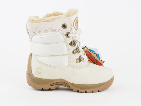 Girls Timberland Waterproof 28851 White Leather Lace Up Warm Winter Boots