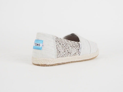 Girls Toms Classic Grey Textile Flats Slip On Out Door Trainers Uk K13