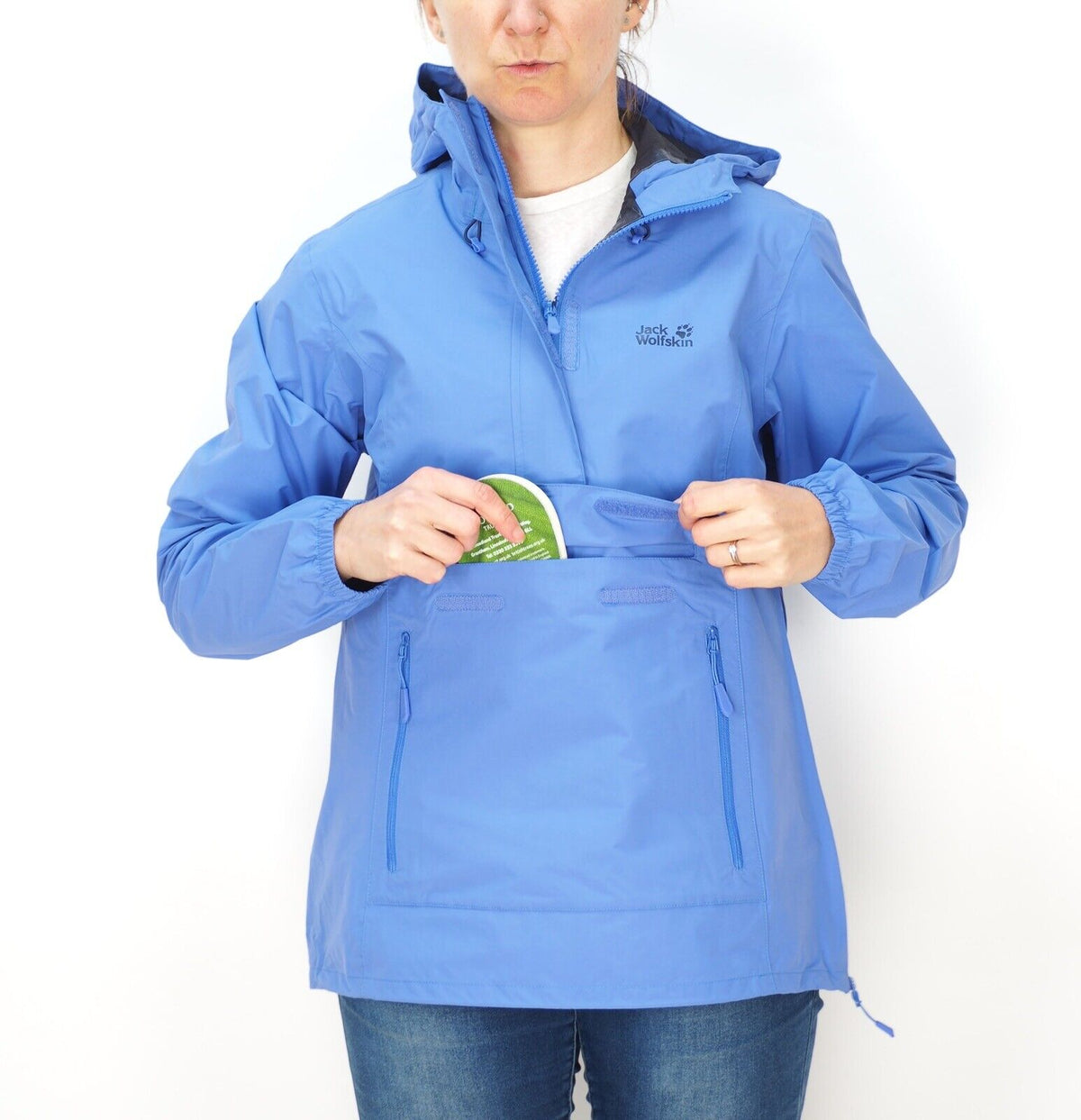 Womens Jack Wolfskin Cloudburst Smock 1108642 Baja Blue Waterproof Hooded Jacket