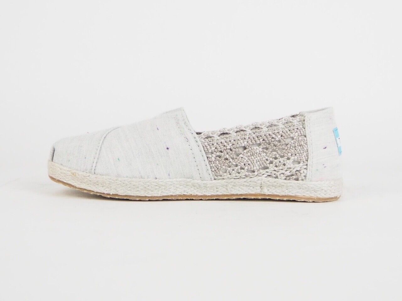 Girls Toms Classic Grey Textile Flats Slip On Out Door Trainers Uk K13