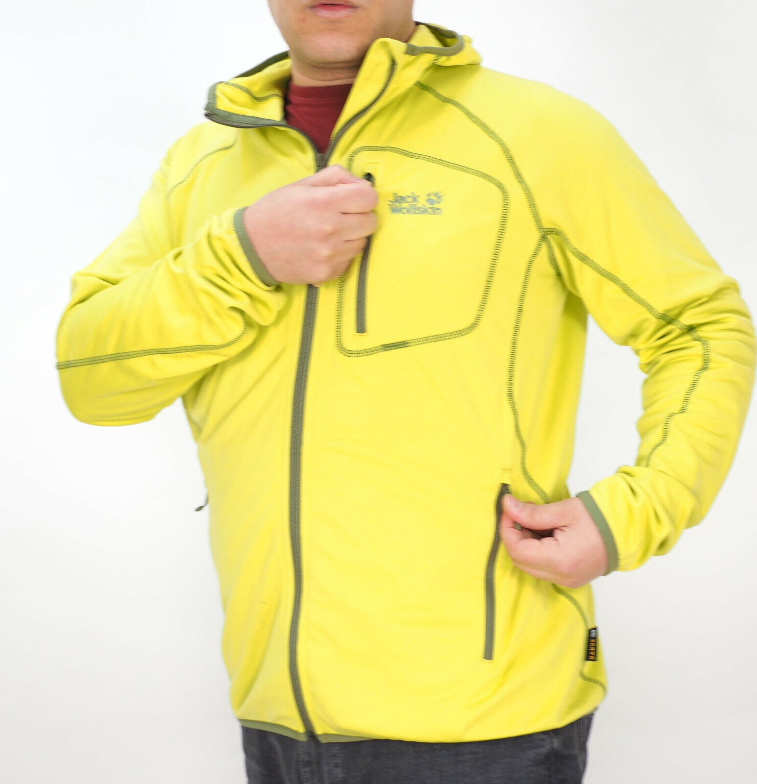 Mens Jack Wolfskin Rock Sill Hooded Zip Up Lime Jacket