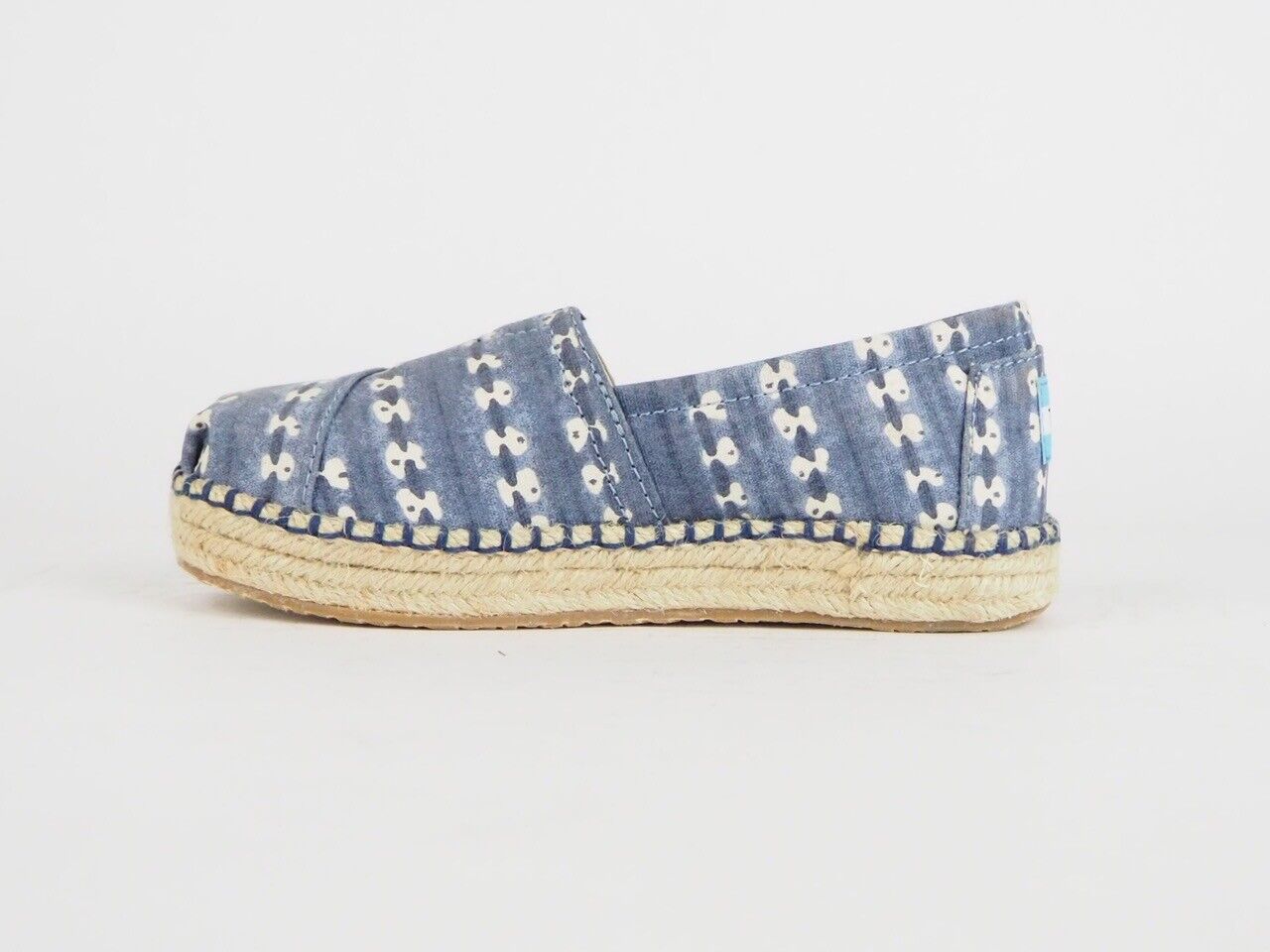 Kids Toms Deconstructed Alpargata Navy Batik Flats Slip On Trainers Uk K11