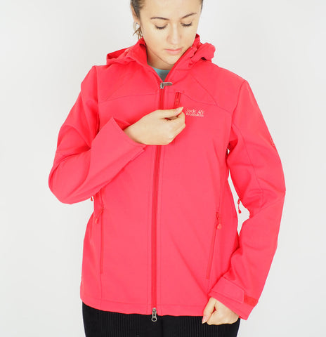 Womens Jack Wolfskin Stormraker 1302241 Hibiscus Red Windproof Hiking Jacket