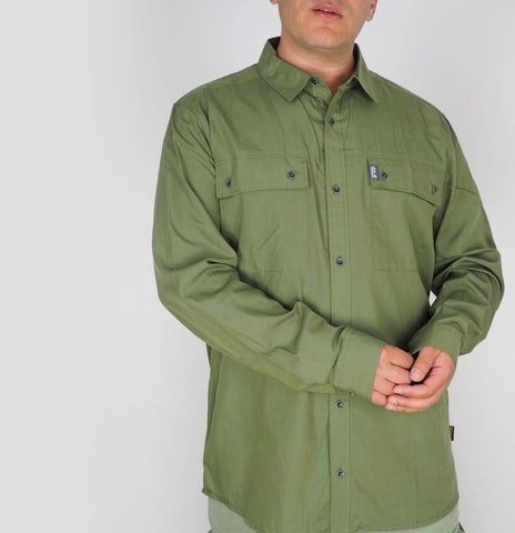 Mens Jack Wolfskin 1402031 Burnt Olive Long Sleeved Shirt 