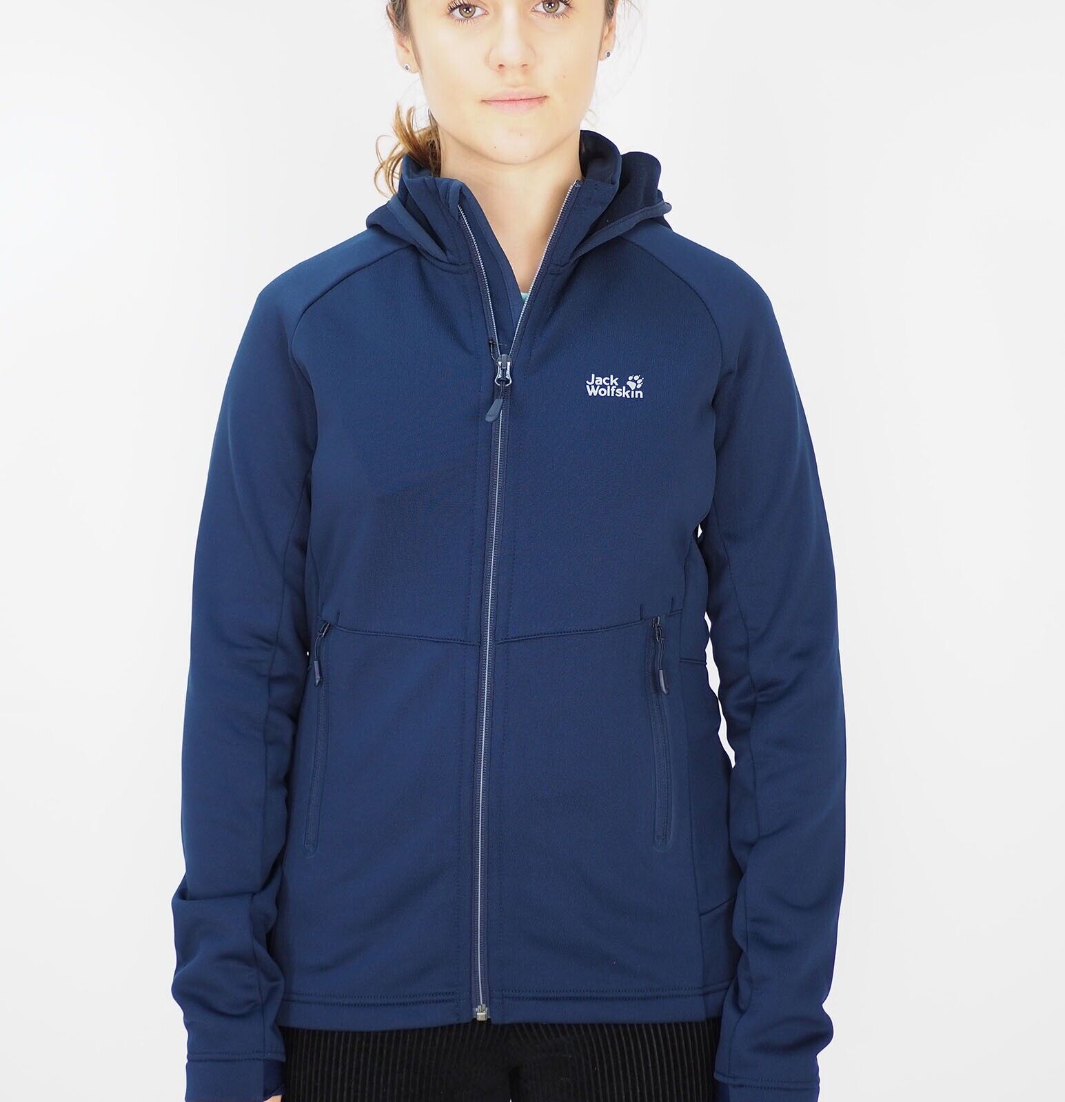 Womens Jack Wolfskin Andean Plateau 1704741 Midnight Blue Full Zip Hooded Jacket