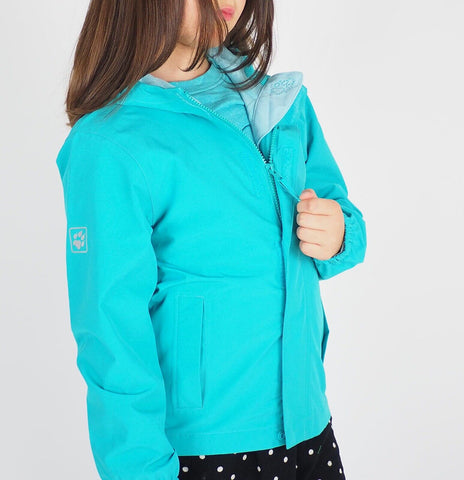 Kids Unisex Jack Wolfskin Pine Creek 1607411 Aquamarine Waterproof Jacket