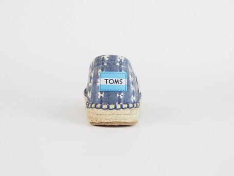 Kids Toms Deconstructed Alpargata Navy Batik Flats Slip On Trainers Uk K11