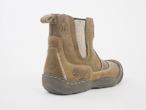 Junior Boys Timberland Crown PT 32925 Taupe Leather Zip Up Chelsea Boots