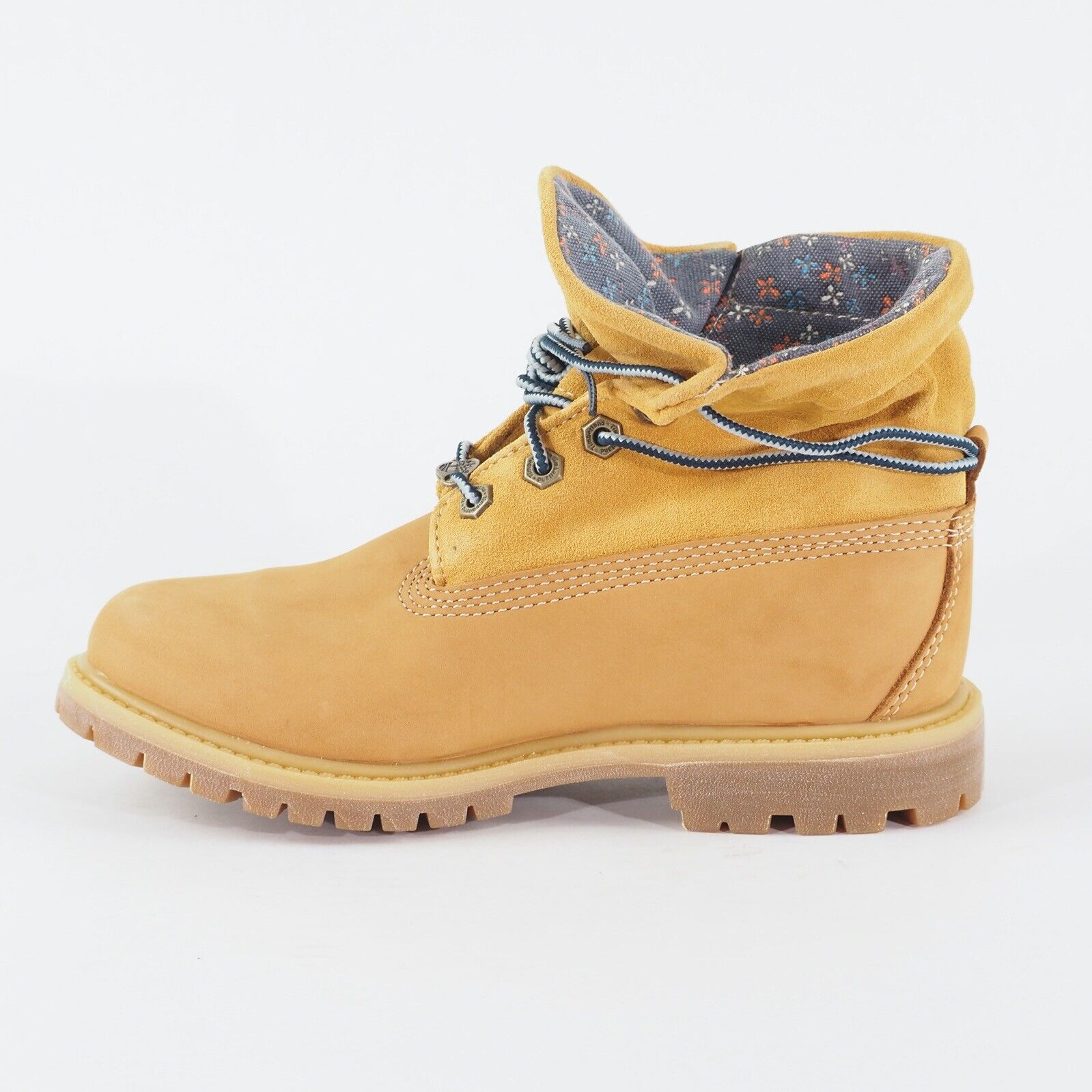 Girls Timberland Authentic 8014B Wheat Nubuck Waterproof Roll Top Lace Up Boots