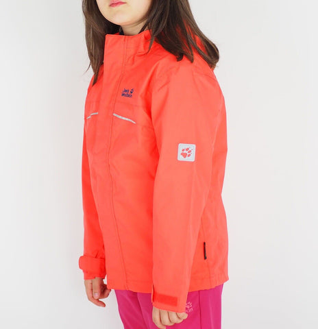 Girls Jack Wolfskin Topaz Texapore 1604772 Hot Coral Waterproof Jacket