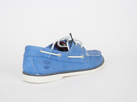 Junior Boys Timberland Classic 2 Eye 1497A Blue Leather Deck Boat Shoes