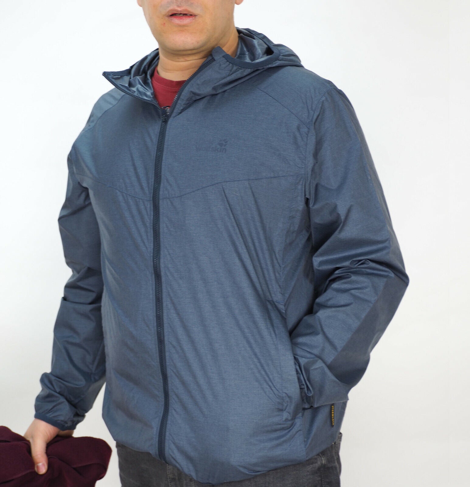 Mens Jack Wolfskin Nauru 1303641 Night Blue Zip Up Light Windproof Jacket