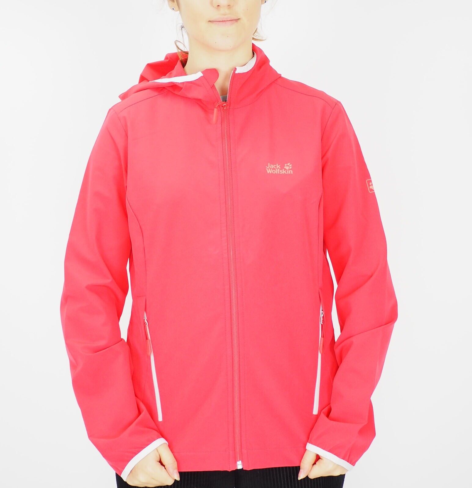 Womens Jack Wolfskin Turbulence 1303652 Pink Guava Hooded Light Hiking Jacket