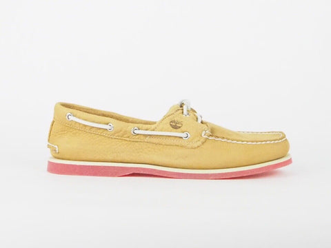 Juniors Timberland Classic Boat Moccasins 6507A Yellow Leather Casual Shoes 