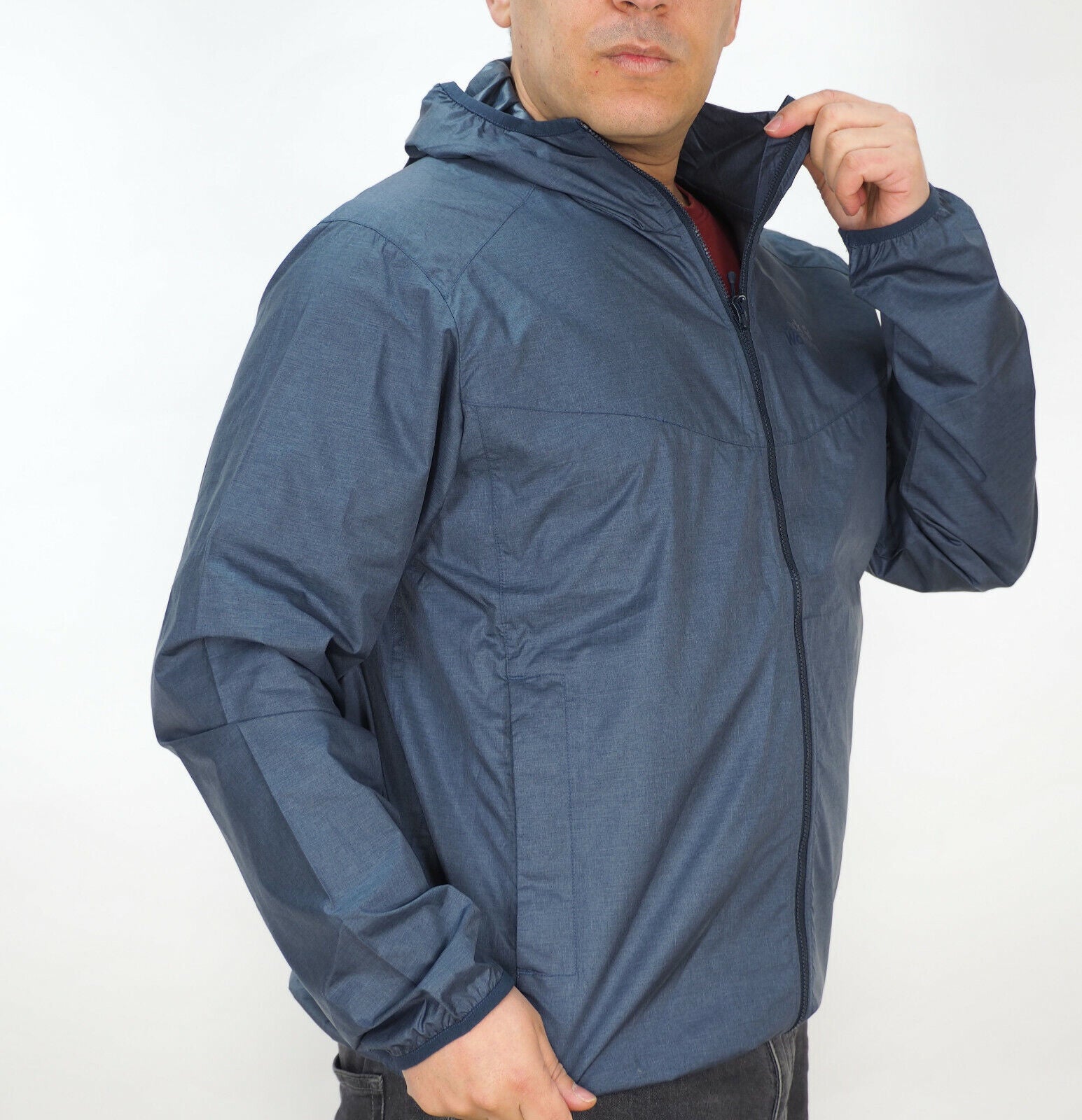 Mens Jack Wolfskin Nauru 1303641 Night Blue Zip Up Light Windproof Jacket