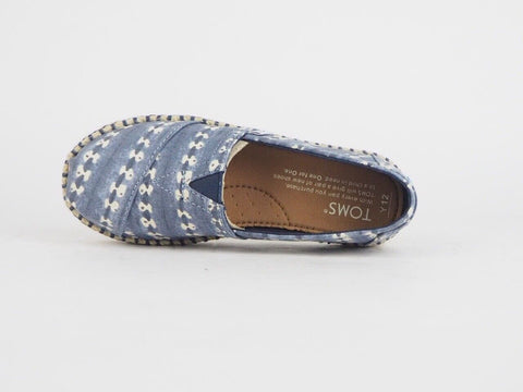 Kids Toms Deconstructed Alpargata Navy Batik Flats Slip On Trainers Uk K11