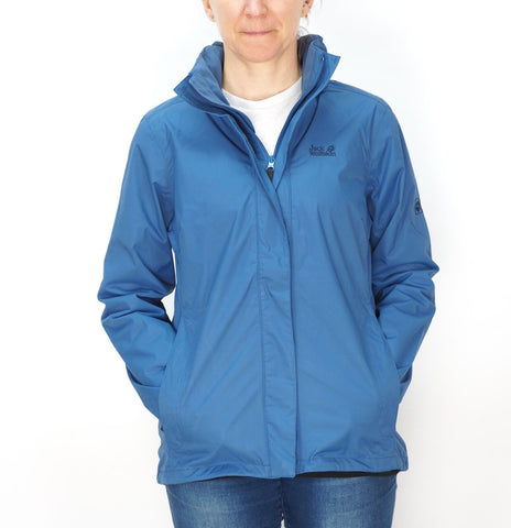 Womens Jack Wolfskin Pouring Rain 5009002 Ocean Wave Zip Up Waterproof Jacket