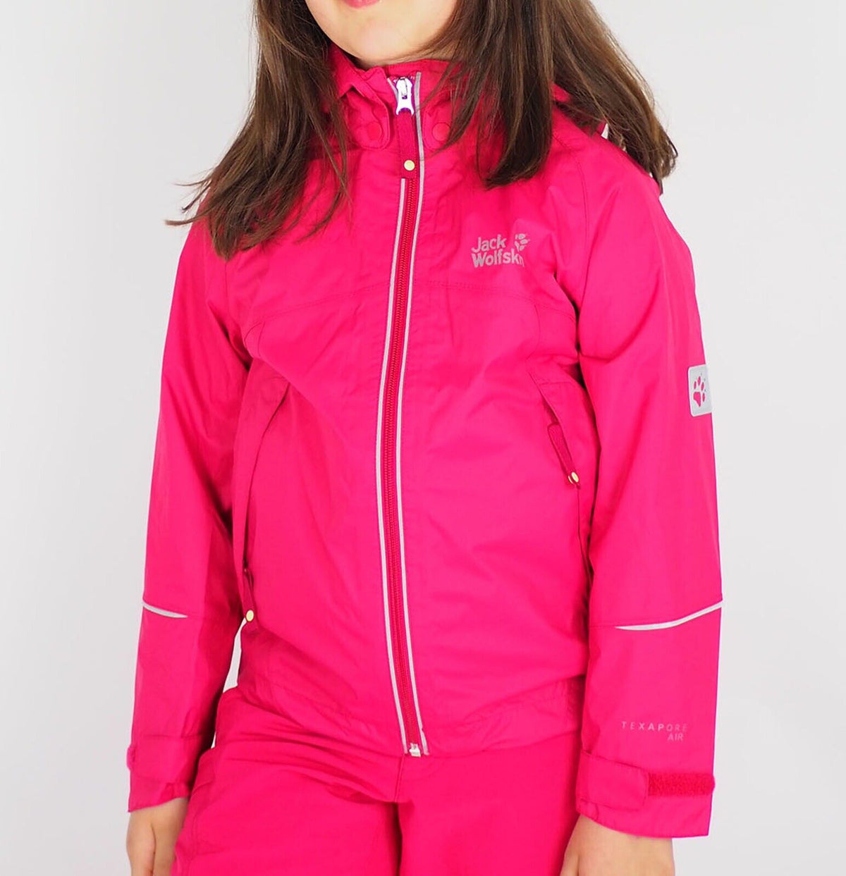 Girls Jack Wolfskin Crosswind Texapore 1604781 Azalea Red Waterproof Jacket