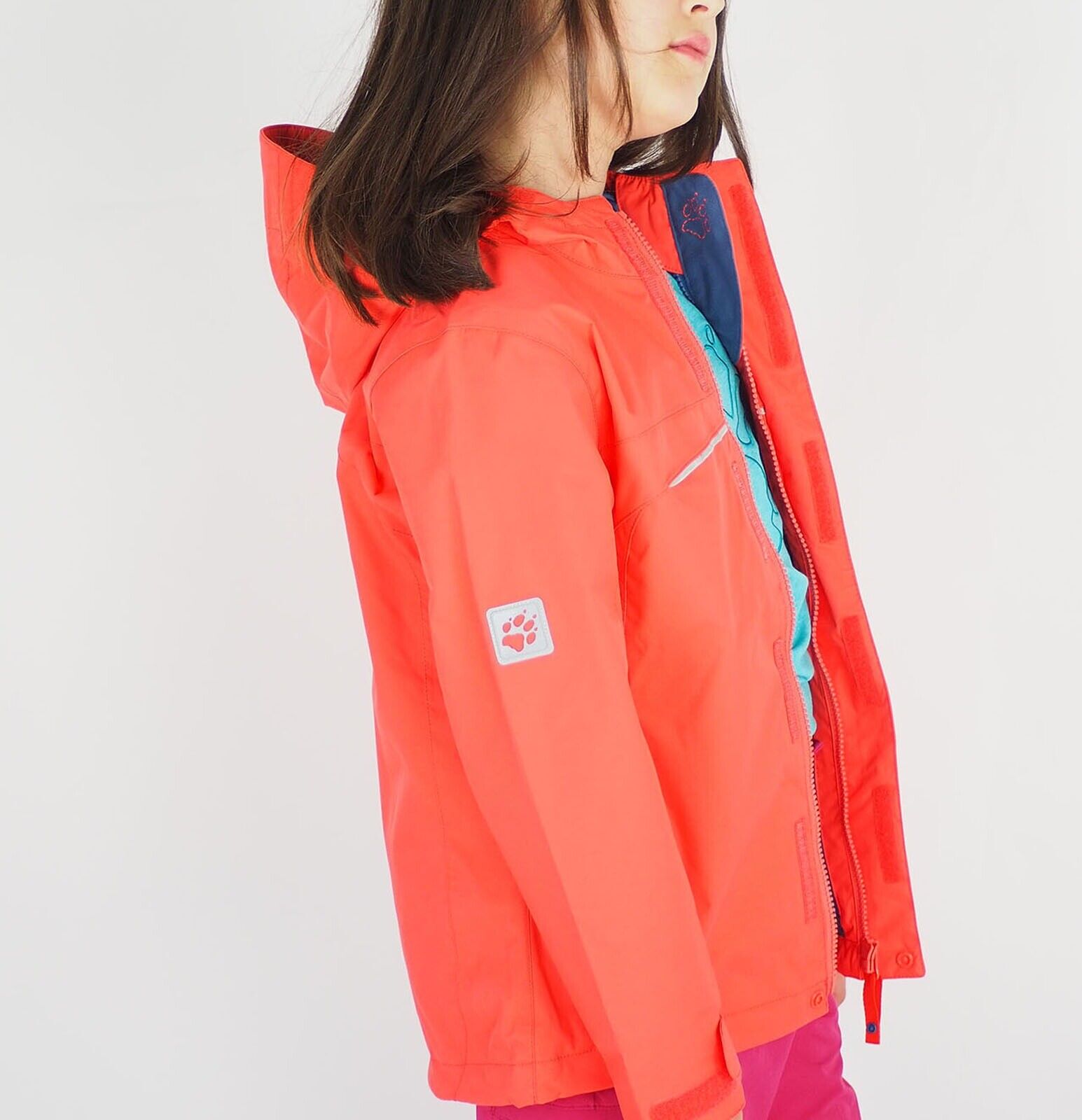 Girls Jack Wolfskin Topaz Texapore 1604772 Hot Coral Waterproof Jacket