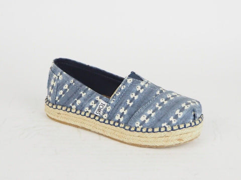 Kids Toms Deconstructed Alpargata Navy Batik Flats Slip On Trainers Uk K11